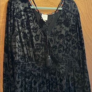 Knox Rose Black Floral Velvet cut out Dress xxl